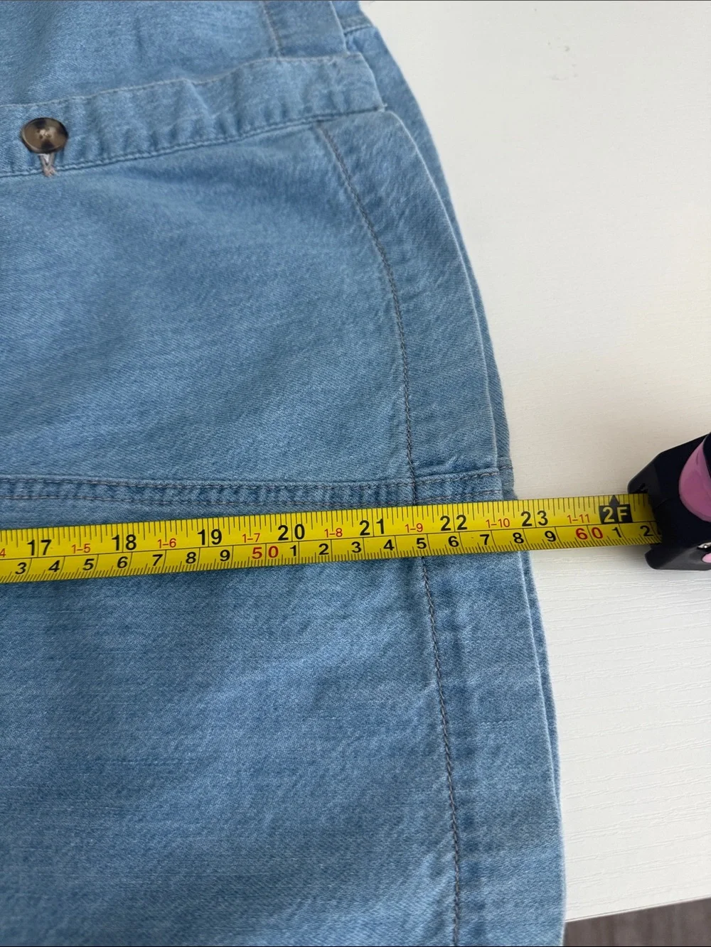 Light Blue Denim A-Line Button-Front Skirt
